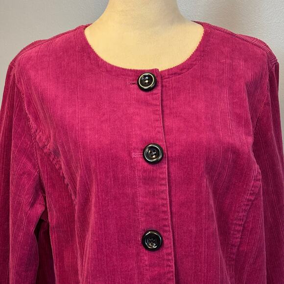 Charter Club Corduroy Cotton Blazer Fuschia Purple Bold Buttons Layering X Large - Picture 3 of 6